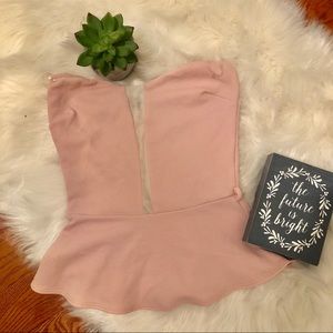 Pink peplum tube top with sweetheart mesh nwot